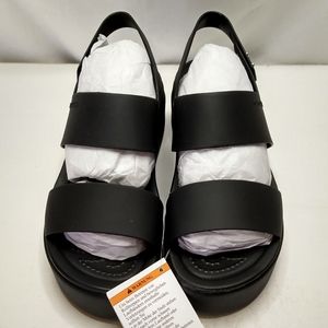 CROCS Brooklyn Low Wedges Platform Sandals in Black